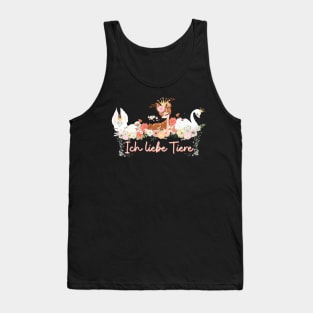 Hase Reh Schwan Liebe Tiere Prinzessin Blumen Süß Tank Top